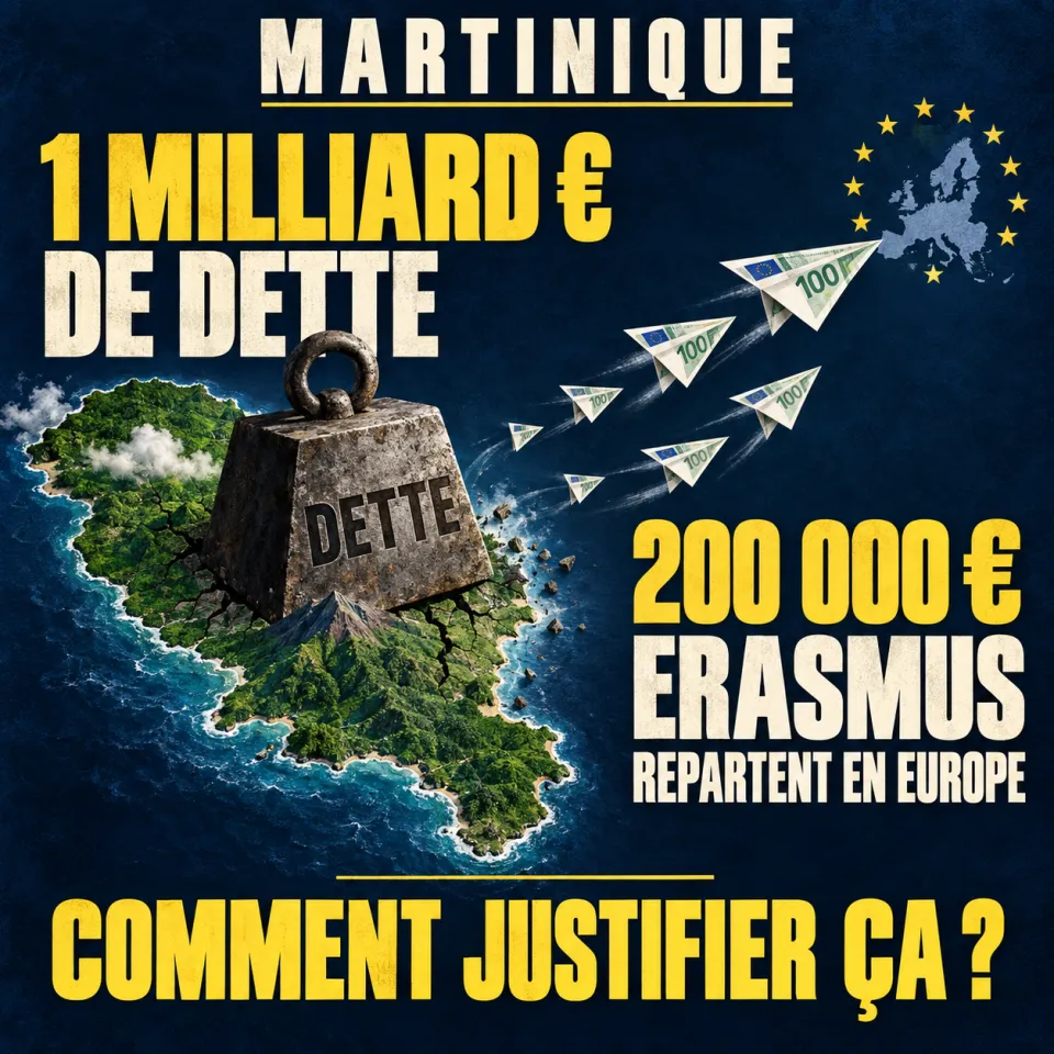 Martinique ...une Collectivité endettée à hauteur d'un MILLIARD d'euros et on se permet de laisser repartir en Europe 200 000 euros du programme ERASMUS 