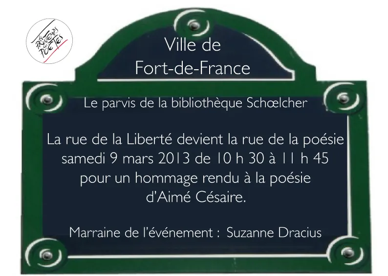 Festival de la Poésie .... le 9 mars à Fort-de-France