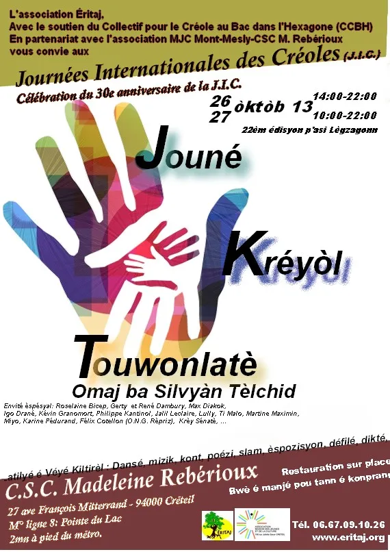 Journées Internationales des Créoles 26 & 27 octobre 2013