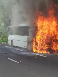 Un bus de carnavaliers brûle en Guadeloupe