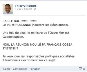 Thierry #Robert : "NOU, LA RÉUNION NOU LÉ PA FRANÇAIS COSSA ??!??!??!!?"