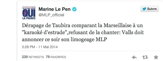 Christiane #Taubira et la #Marseillaise...le jour de gloire est à rivets