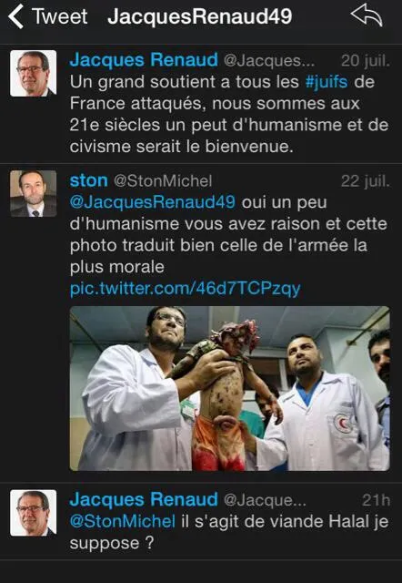 Le vrai visage infecte de Jacques #Renaud adjoint au maire de Montreuil-juigné sur #Twitter