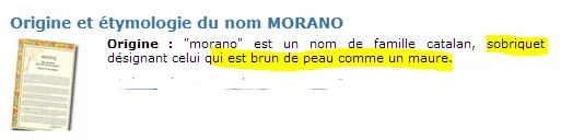 Connaissez-vous l'étymologie du nom "#Morano" ?