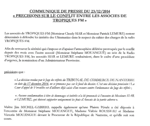 Affaire #TropiquesFm : la réponse de Claudy #Siar