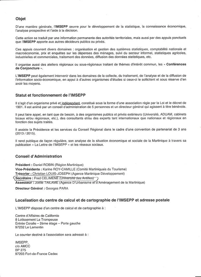 Fred #Celimène ex - Directeur du #CEREGMIA désigné au Conseil d'Administration de l'IMSEPP en #Martinique