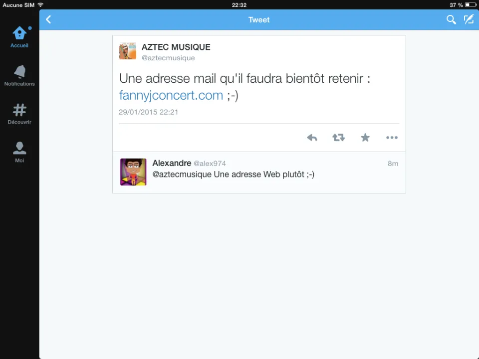 Le #tweet du jour (29 janvier 2015) #aztecmusique