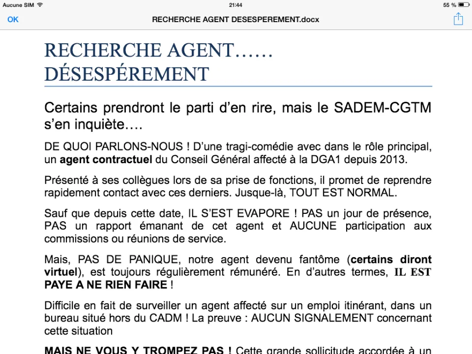 Emploi fictif au Conseil général de la #Martinique ?