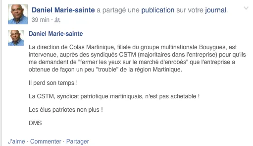 Quand la #Colas tique...le cas Mi Nou La se corse...