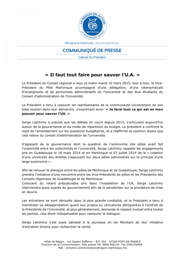 "Je ferai tout ce qui est en mon pouvoir pour sauver l'UA."