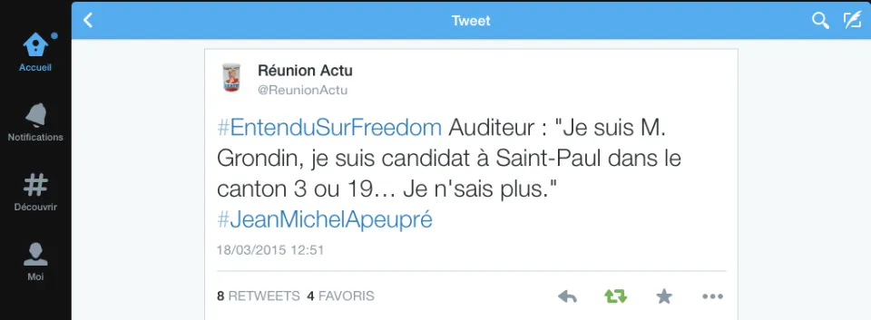 Le tweet du jour (18/03/15) #departementales2015 #lareunion