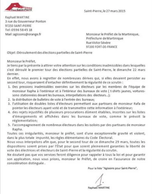 Municipales de Saint-Pierre en #Martinique : missive in a battle