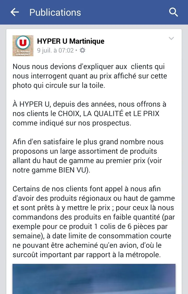 L'excuse bidon de Hyper U la Galleria en Martinique