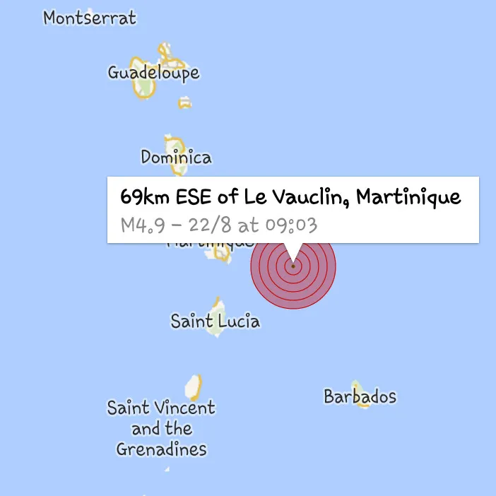 La terre a tremblé en Martinique