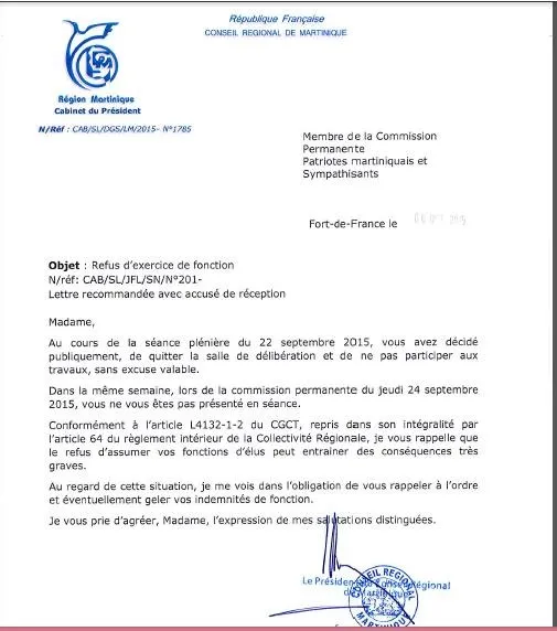 LA DEMOCRATIE EST EN DANGER EN MARTINIQUE !   L’ACTUEL PRESIDENT DE REGION MENACE L’OPPOSITION