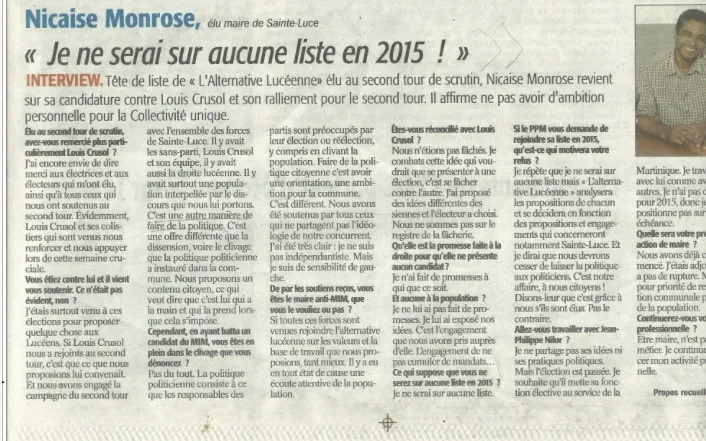 Le maire de Sainte-Luce, Nicaise Monrose pris en flagrant délit de mensonge... Et cela ne fait que commencer…