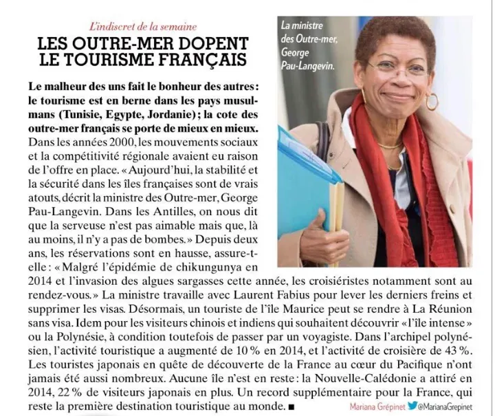 "...Dans les Antilles, on nous dit que la serveuse n'est pas aimable mais que là au moins il n' y a pas de bombes."