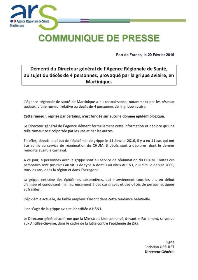 Grippe aviaire en Martinique : l'ARS tente de noyer le poisson déguisé en poison