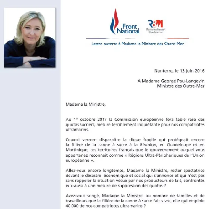 Marine Le Pen s'inquiète de l'étau de sucre