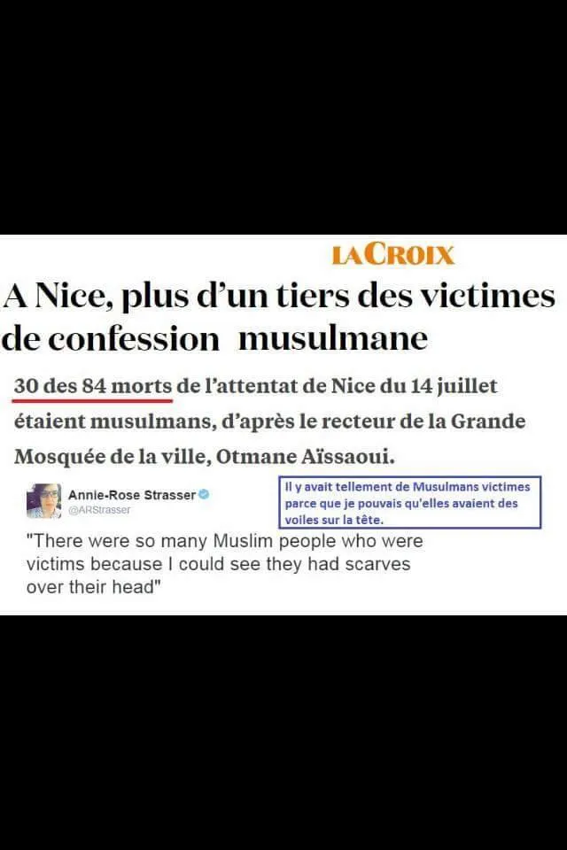 Nice : un tiers des victimes sont des musulmans...