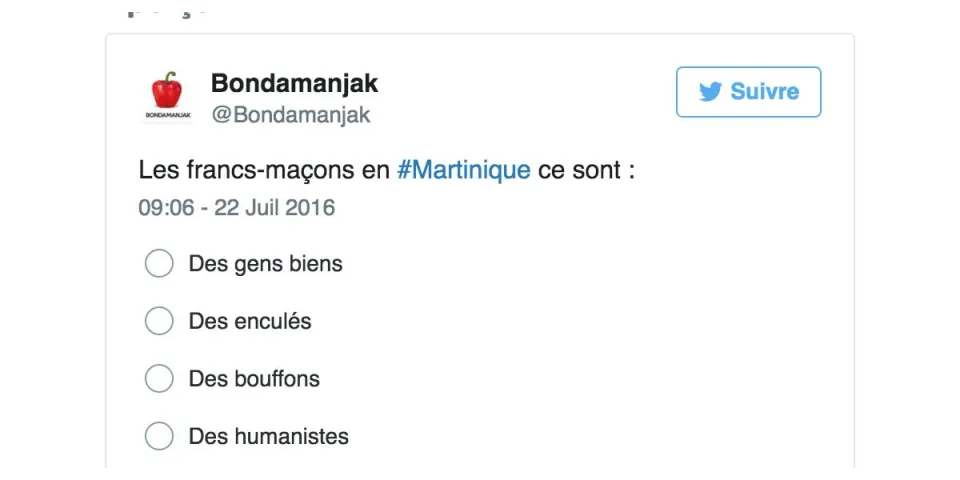 Les francs-maçons en #Martinique ce sont ... (sondage)
