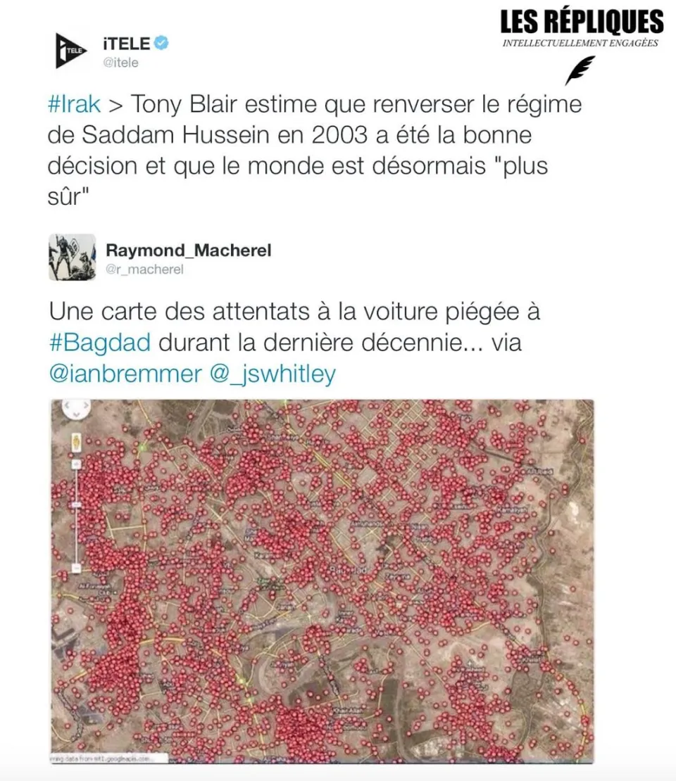 Carte des attentats à la voiture piégée à Bagdad...