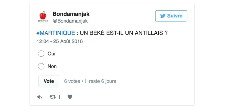 Sondage : UN BÉKÉ EST-IL UN ANTILLAIS ?