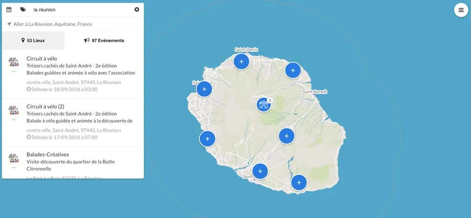 Journées Européennes du Patrimoine : La Réunion. (Carte)
