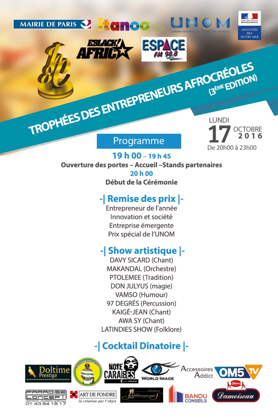 3ème Edition des "Trophées des Entrepreneurs AfroCréoles"