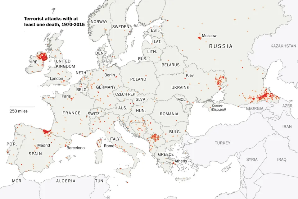 Les attaques terroristes en Europe depuis 1970 (carte)