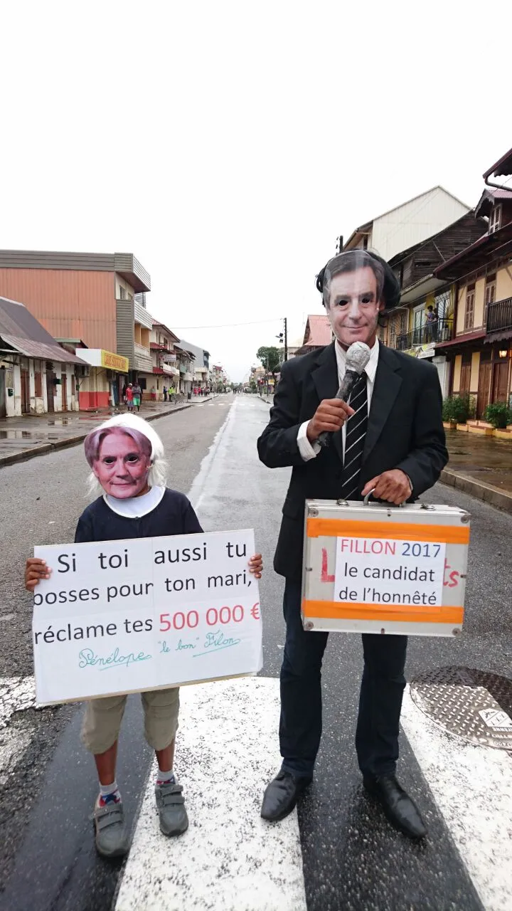 Le couple Fillon au carnaval de Cayenne en Guyane