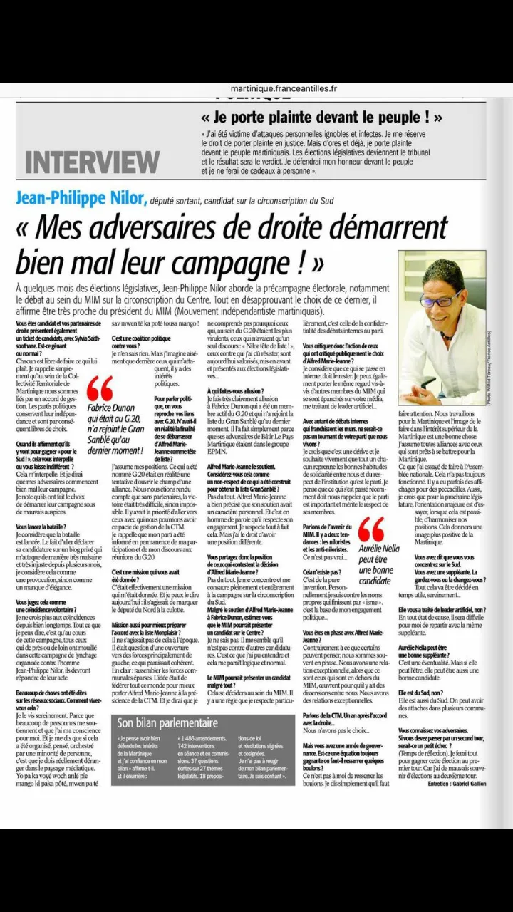 Jean-Philippe Nilor est un MENTEUR