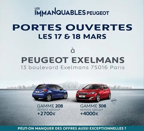 PORTES OUVERTES PEUGEOT à Paris Exelmans Automobiles