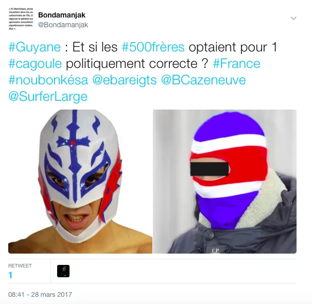 Guyane : et si les 500 frères optaient pour 1 cagoule politiquement correcte ?