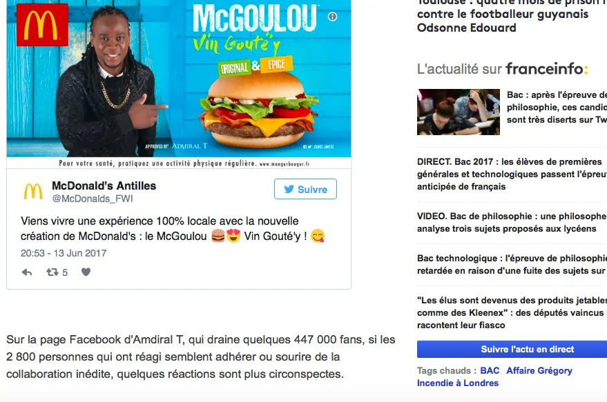 Polémique McGoulou/ Admiral T: pull up les gens...moli...c'est Amdiral T qui a dealé avec McDonald's