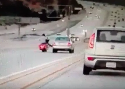 Moto versus car at Santa Clarita in California
