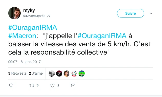 Le tweet du jour 06/09/17 - Irma - Macron
