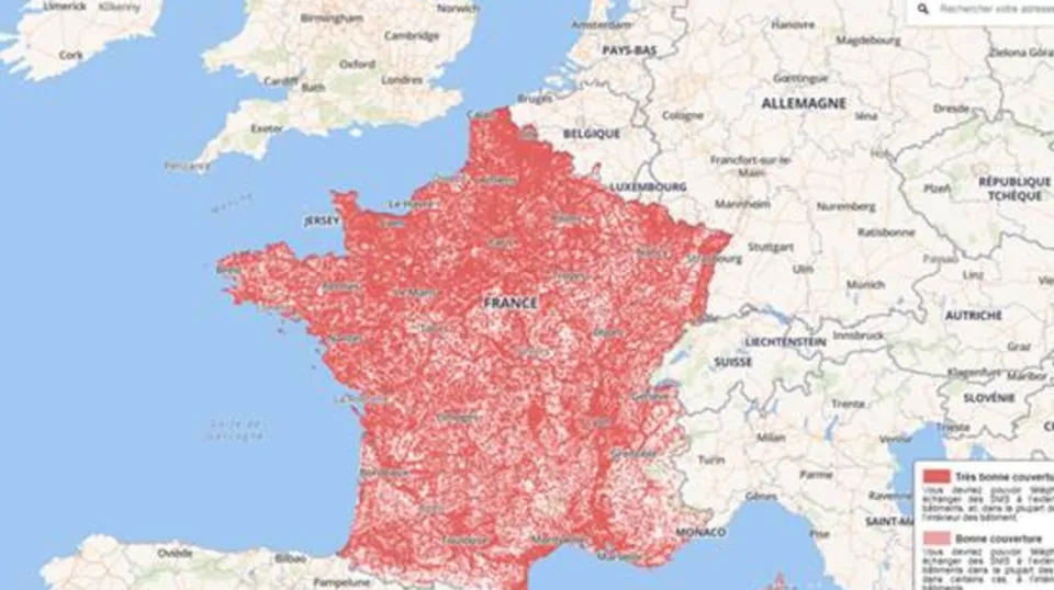 La couverture réseau (mobile / internet) sur une carte, "de France" ?