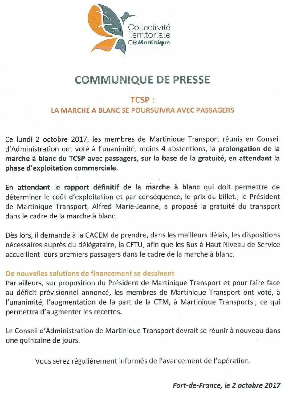 Martinique : on a enfin identifié ceux qui freinent le TCSP