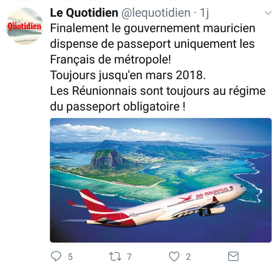 Scandale dans l'Océan Indien : l'île Maurice fait des habitants de La Réunion des français de seconde zone