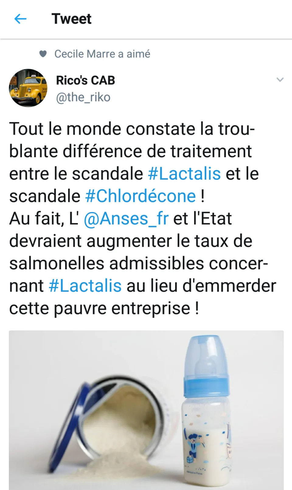 Le tweet du jour 08/02/18 - Lactalis - Chlordécone- France - Martinique- Guadeloupe