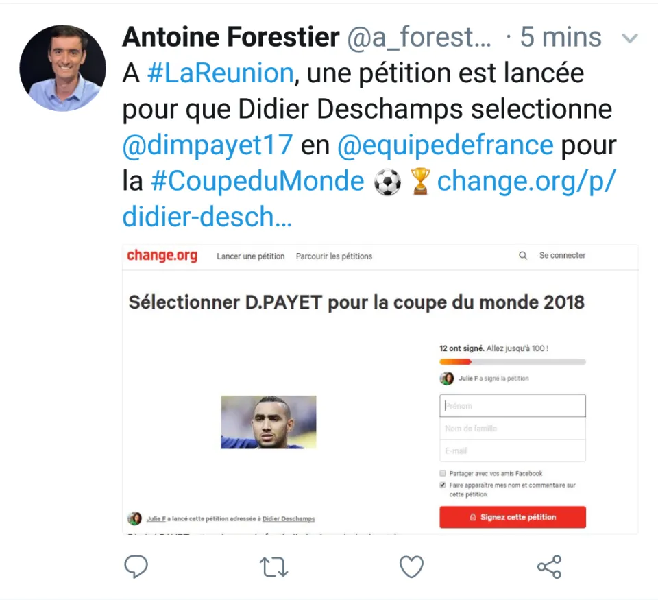 L'île de La Réunion se mobilise pour Dimitri Payet