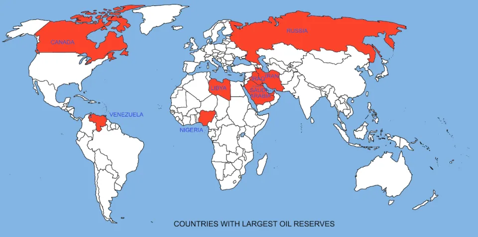 Les pays avec le plus de réserves de pétrole (carte)