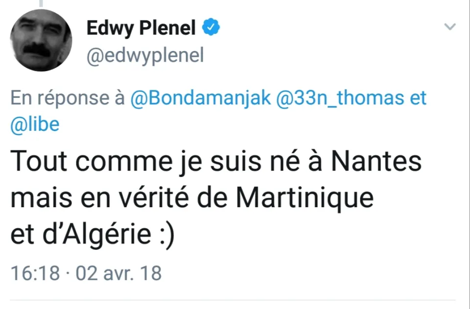Plenel est de Martinique et c'est Edwy qui le dit...eh bien dis-donc