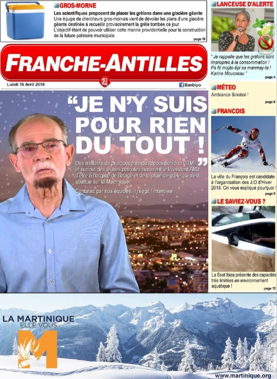 Intempéries en Martinique : Alfred Marie-Jeanne n'est pas coupable