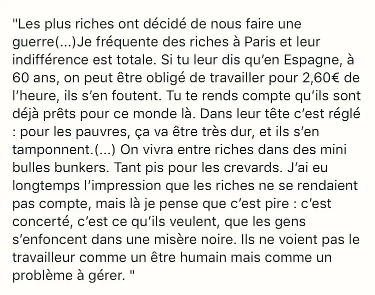 "Les riches voient les pauvres comme un problème à gérer"... L'Europe va mal en ce moment...