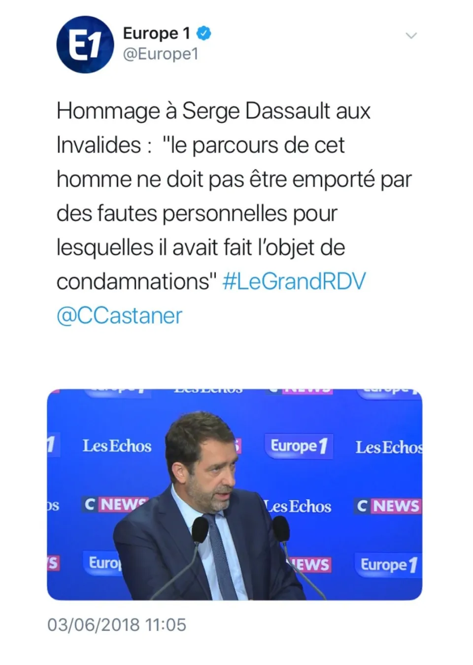 Le tweet infect du jour 03/06/18 - Castaner