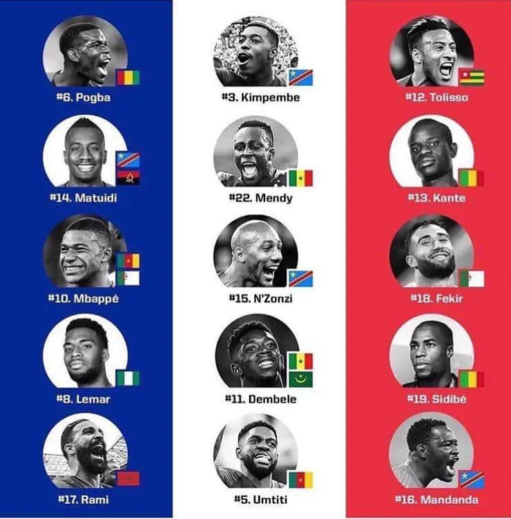 "L'équipe de France ressemble à l'équipe d'Afrique, en vrai, c'est l'Afrique qui a gagné, les immigrants africains qui sont arrivés en France"