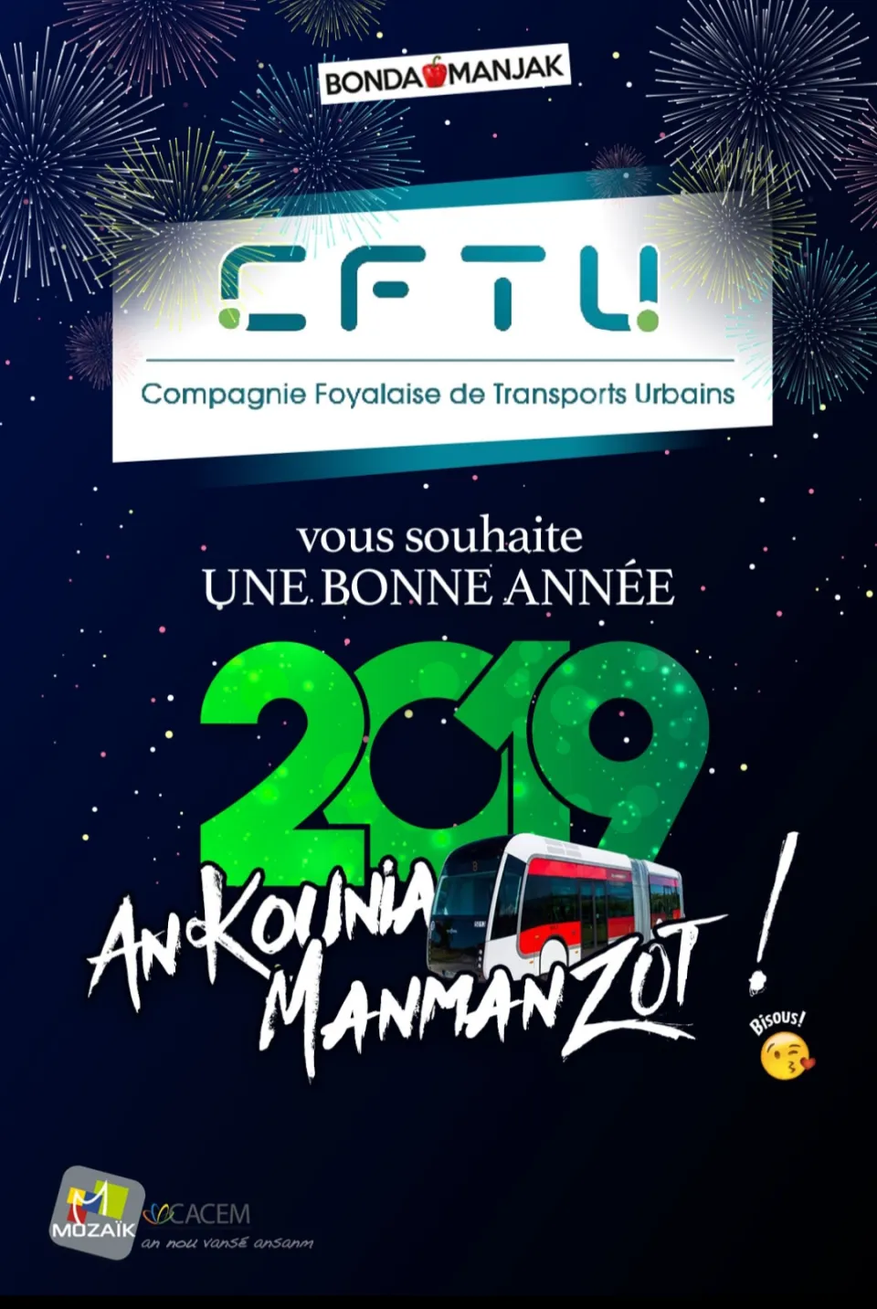 Martinique : la CFTU vous souhaite une bonne année 2019...An Kounia manman zot !!! 😘😘