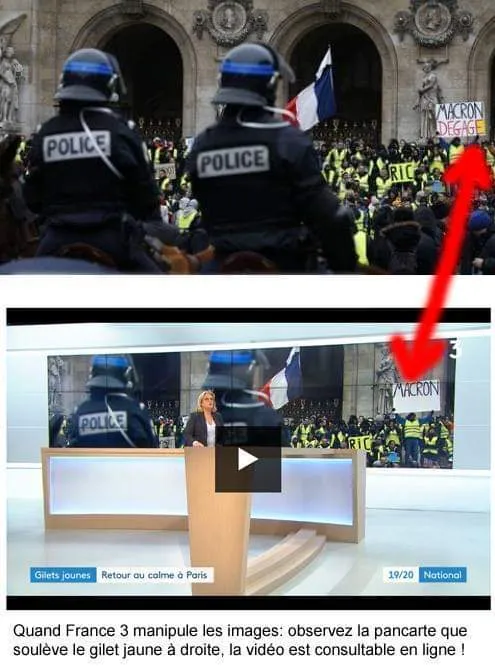 France 3 censure une pancarte anti-macron dans son JT.